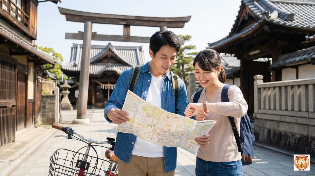 四社を効率よく回るルートと所要時間の目安